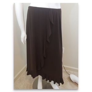 Brown ruffle wrap skirt